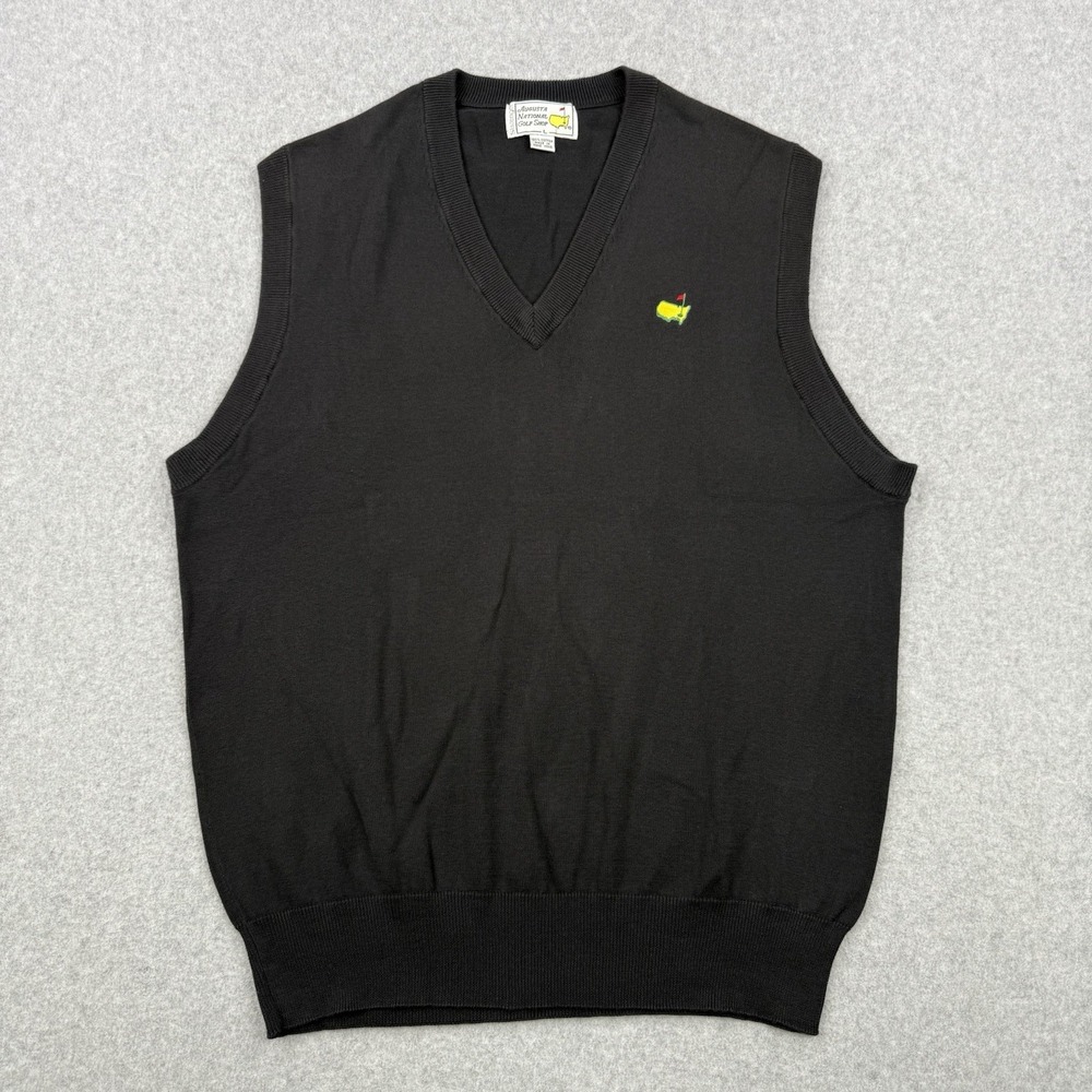 Vintage Masters Vest Mens Large Black V Neck Slazenger Augusta National Golf 90s